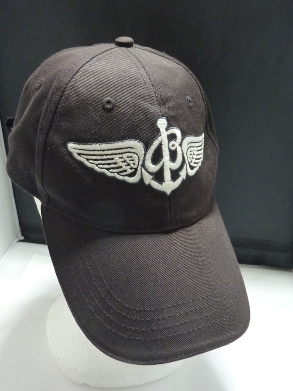 Breitling Watch Hat Cap 3D Embroidered Wings Anchor Black/White 1884 Adjustable